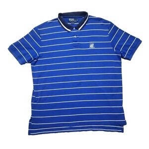 Vintage Polo Ralph Lauren Pique Polo Shirt Mens XL Blue Striped‎ RL Polo Logo